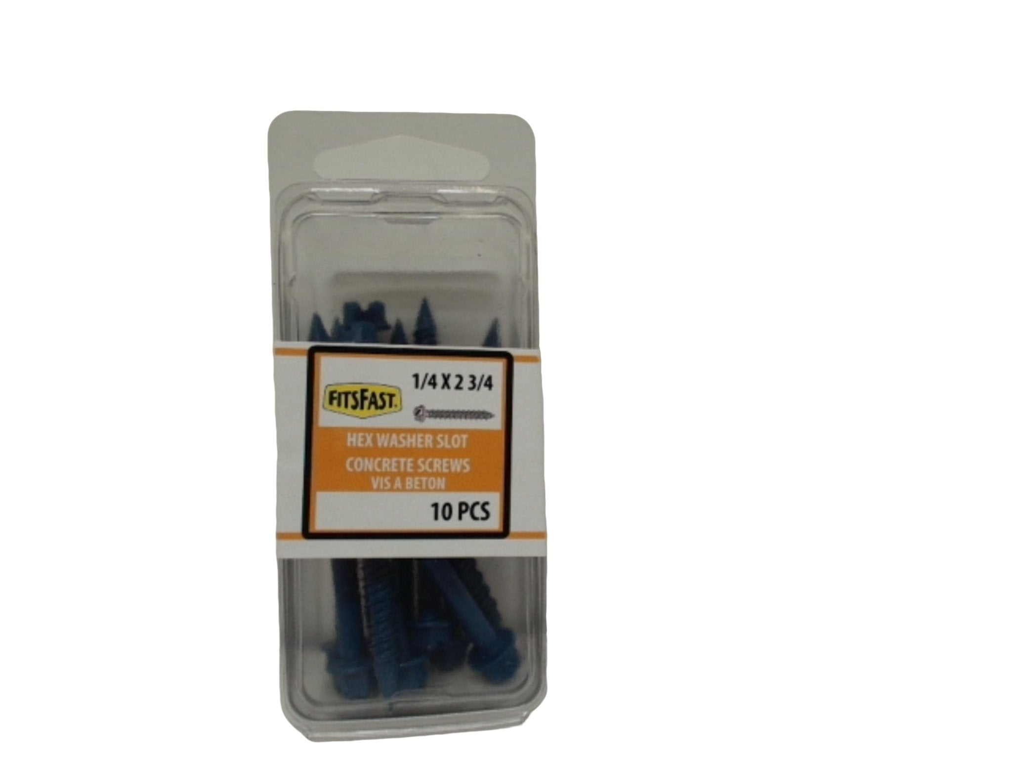 Concrete Screws 1/4 x 2 - 3/4" 10pk. Hex Washer Slot Fitsfast - Brantford Surplus