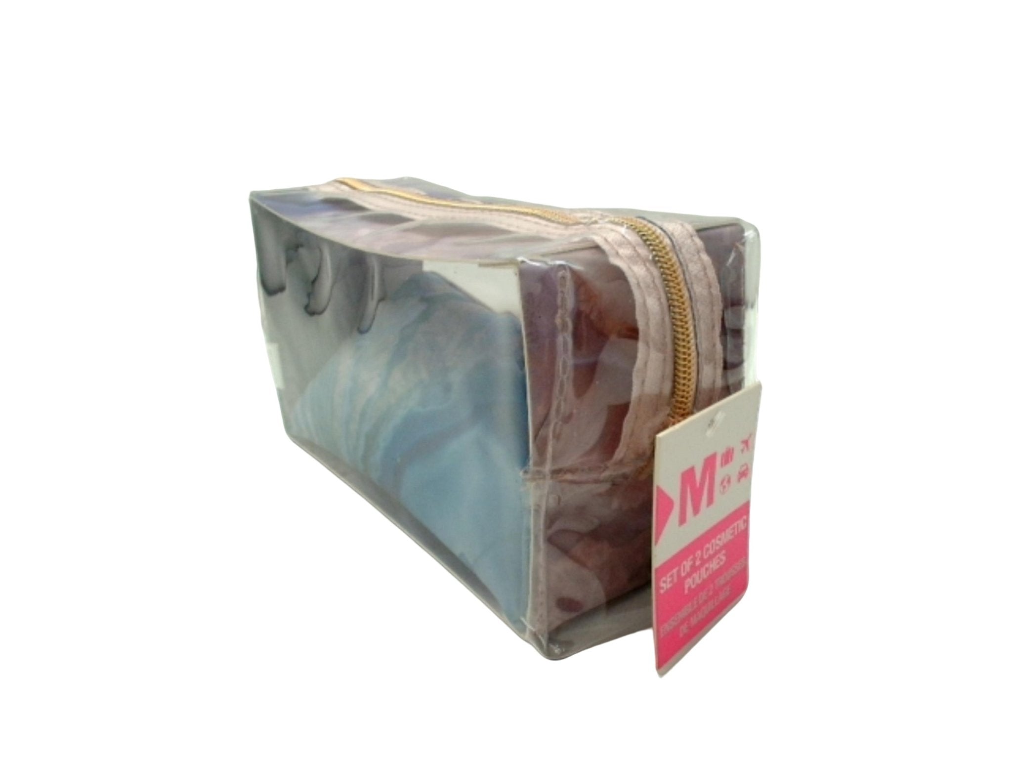 Cosmetic Pouches Set Of 2 Pink/Blue - Brantford Surplus