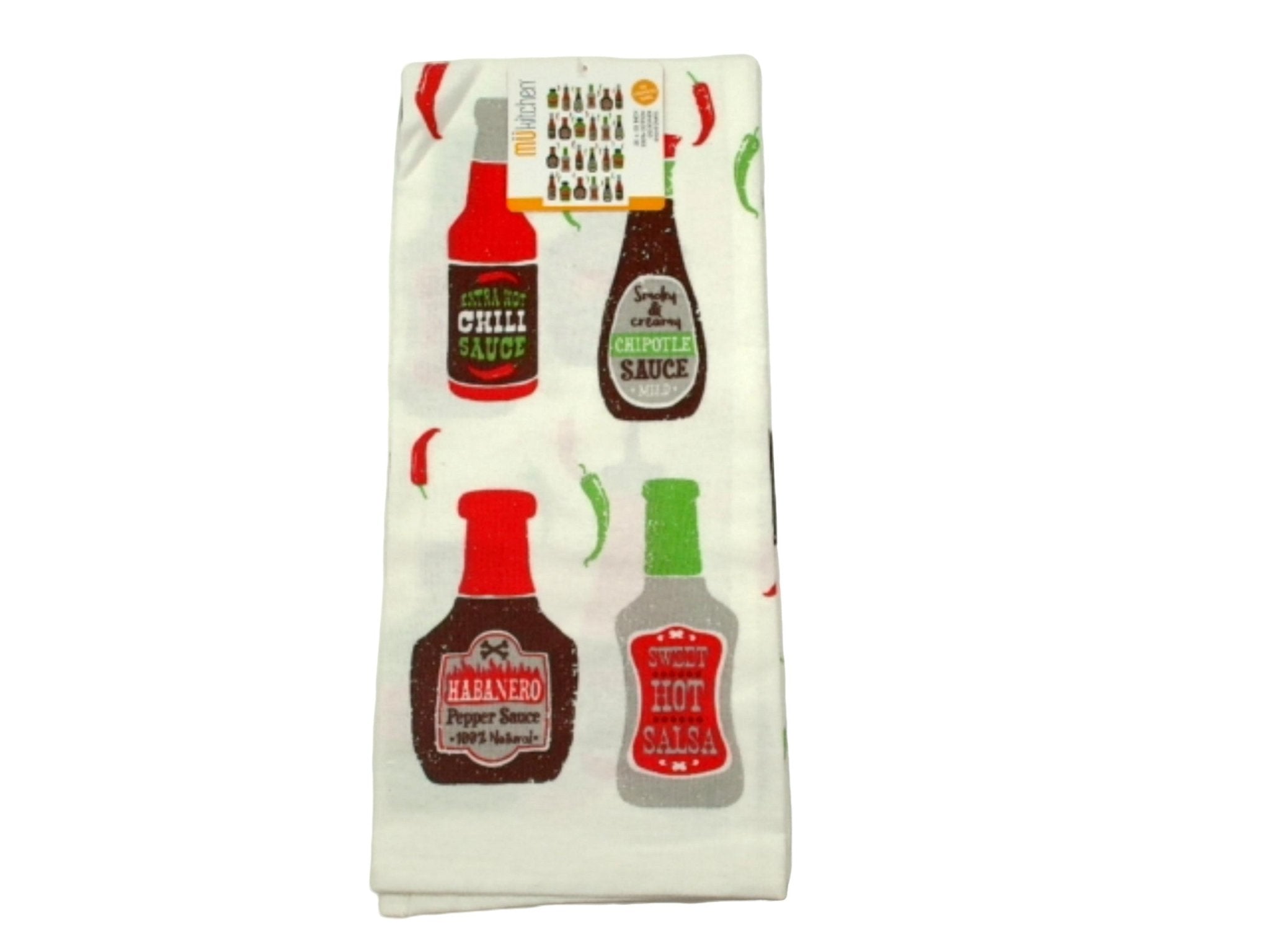Cotton Dish Towel Hot Sauce Print - Mukitchen 20"x30" - Brantford Surplus