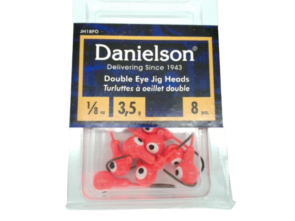 Danielson Orange Double Eye Jig Heads 1/8oz Fishing Lures - Brantford Surplus