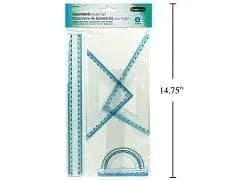 DESK TECH, GEOMETRIC RULER SET, 4 - PC., PBH * - Brantford Surplus