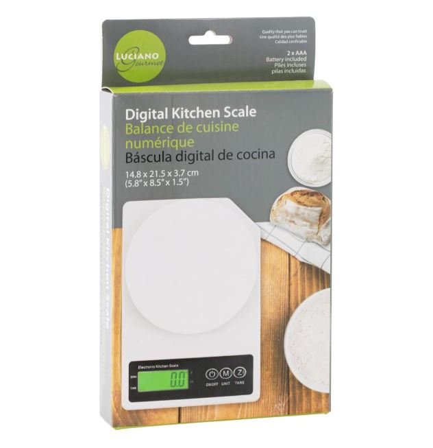 Digital Food Scale Luciano Gourmet - Precise Electronic Kitchen Scale - Brantford Surplus