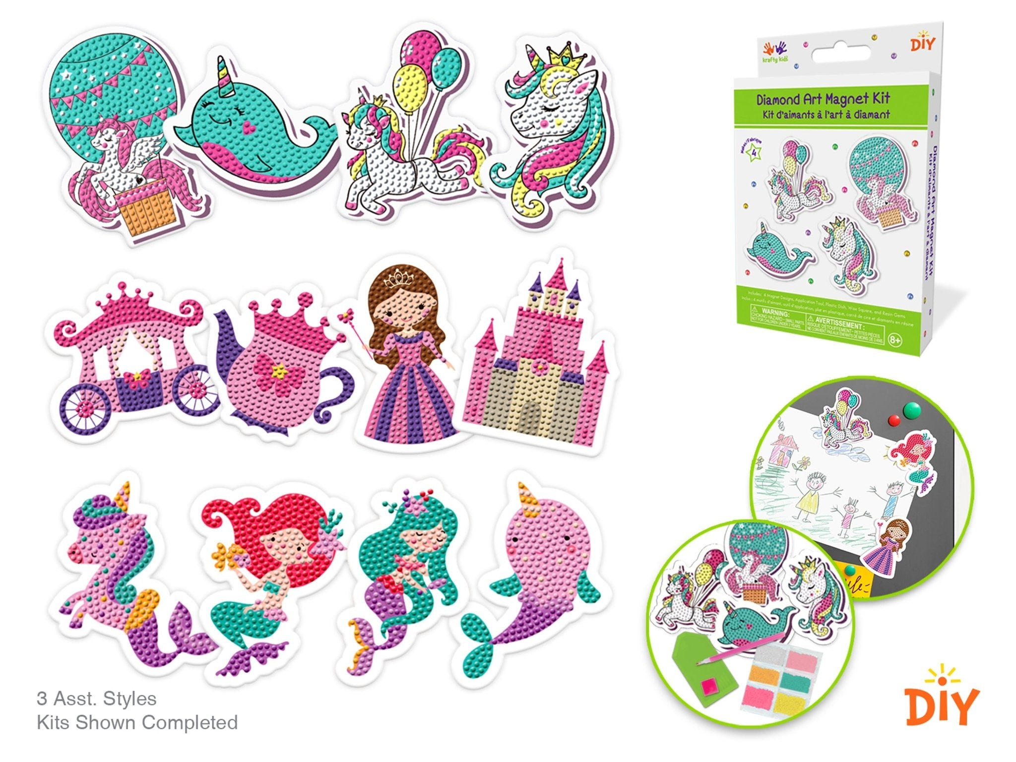 DIY Diamond Art Fridge Magnets Set - 8cm Fairytale - Brantford Surplus