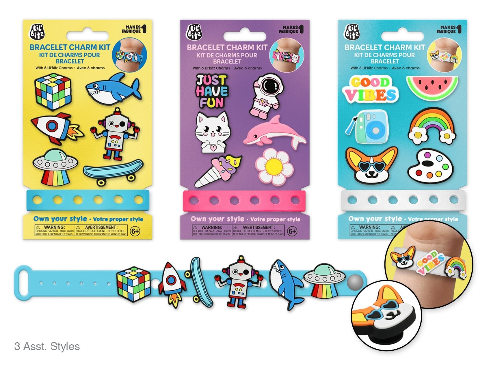 DIY Silicone Bracelet Charm Kit - 8 Bracelets, 3 Styles - Brantford Surplus