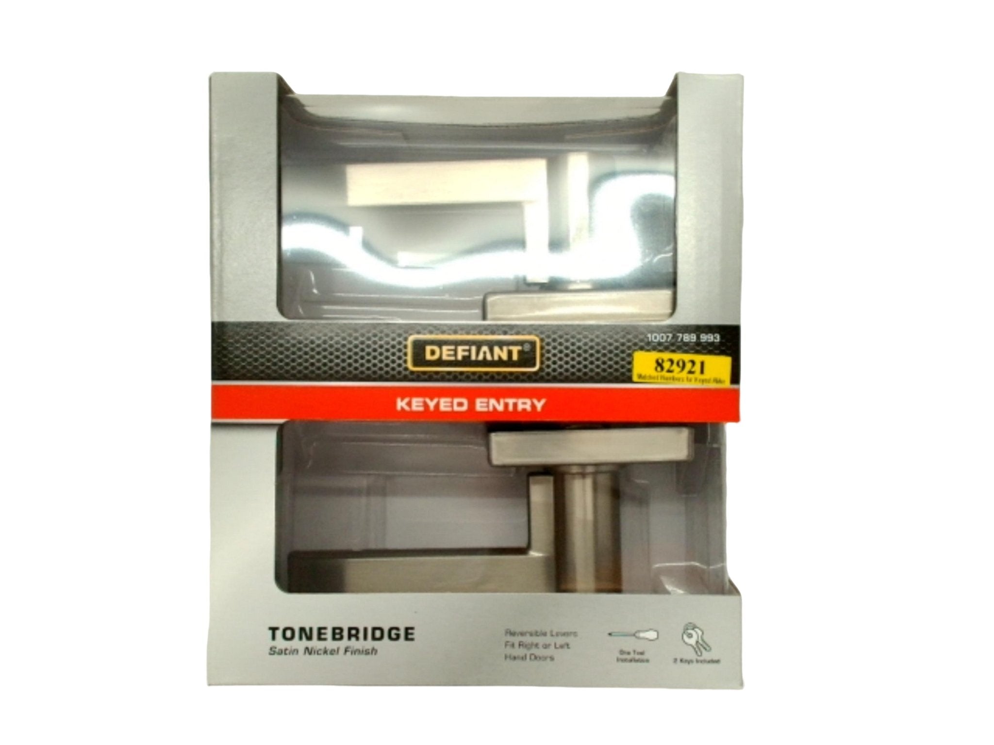 Door Lever Keyed Entry Satin Nickel Finish Defiant - Brantford Surplus