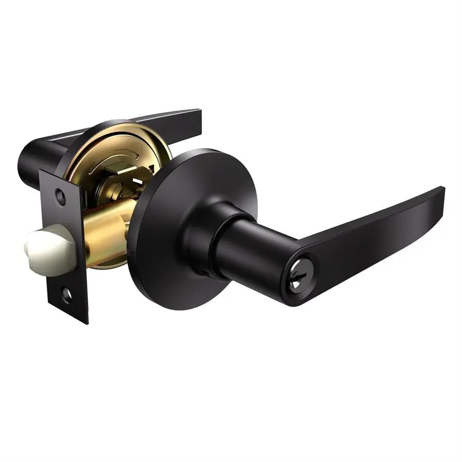Door Lock Lever Entry Black Straight Handle - Brantford Surplus