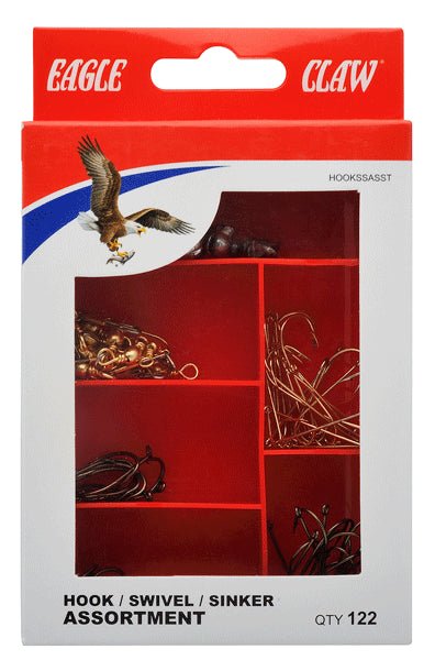 Eagle Claw 122pc Fishing Tackle Kit - Hooks Swivels Sinkers - Brantford Surplus