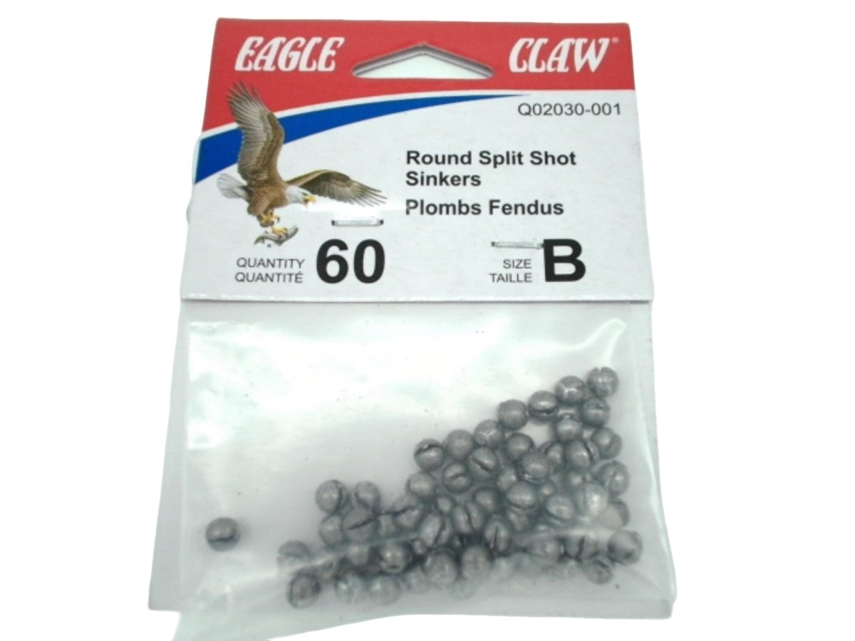 Eagle Claw Split Shot Fishing Sinkers Size B 60 Pack - Brantford Surplus