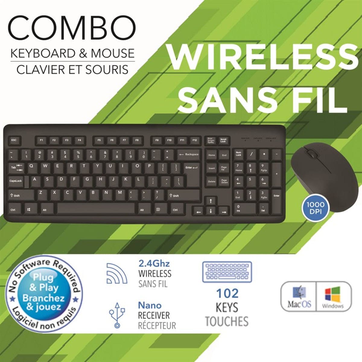 Keyboard & Mouse Wireless Combo 2.4GHz - Brantford Surplus