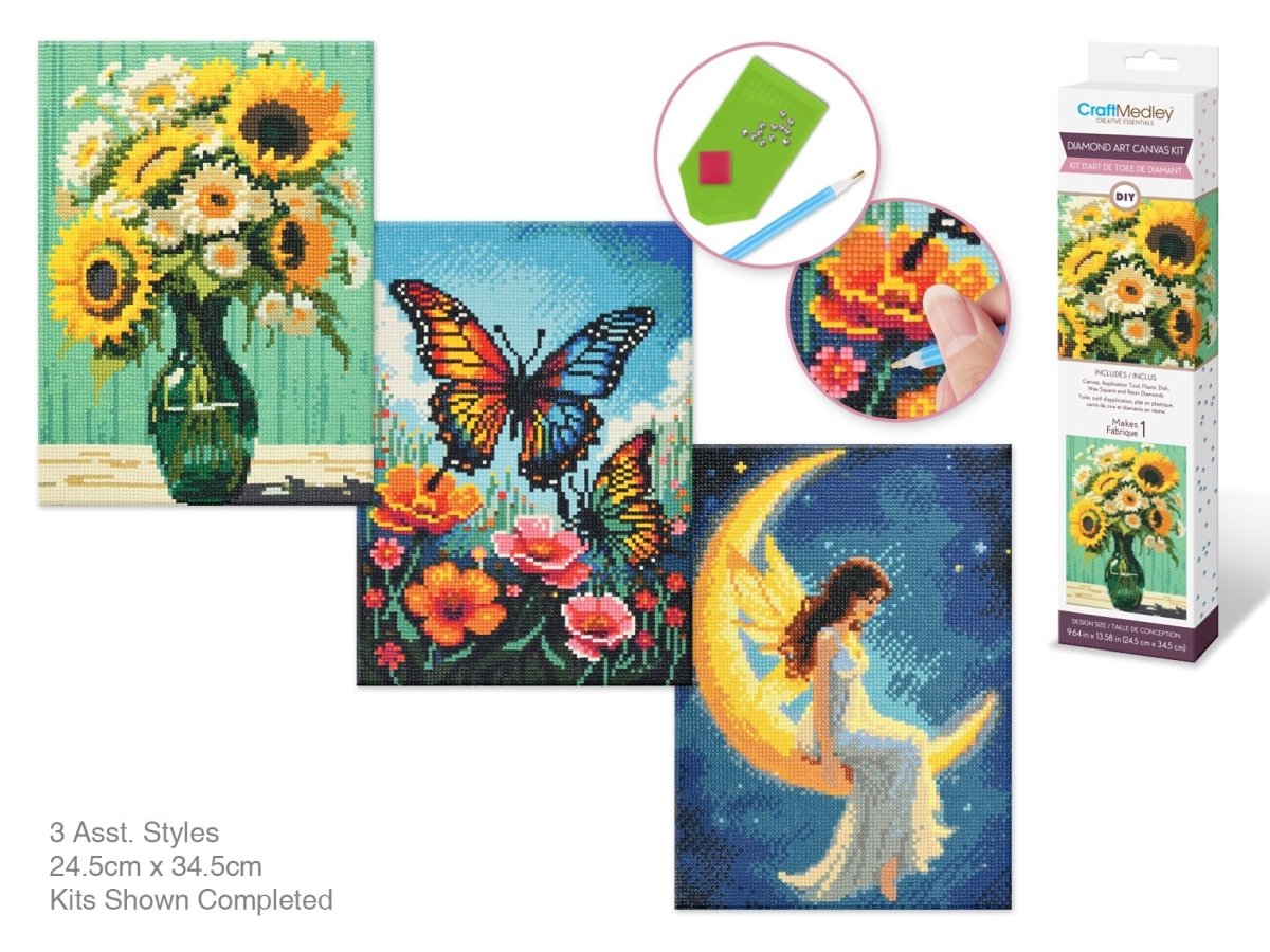 Fairy Garden Diamond Painting Kit - 3 Styles, 12"x16" - Brantford Surplus