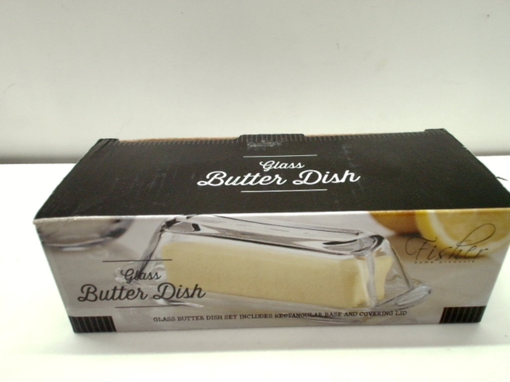 Fisher Glass Butter Dish with Lid - Home Kitchen Essential - Brantford Surplus