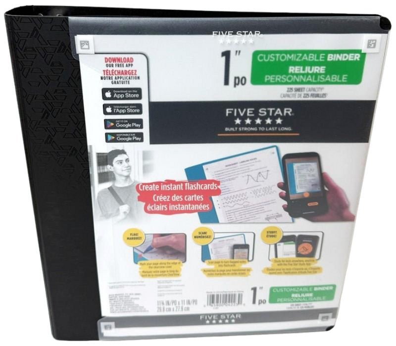 Five Star 1" Customizable Binder - 225 Sheet Capacity - Brantford Surplus