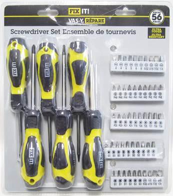 FixIt! 56 - Piece Screwdriver Set - Comprehensive Tool Kit - Brantford Surplus