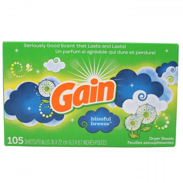Gain Dryer Sheets - Blissful Breeze Scent, 105 Count - Brantford Surplus