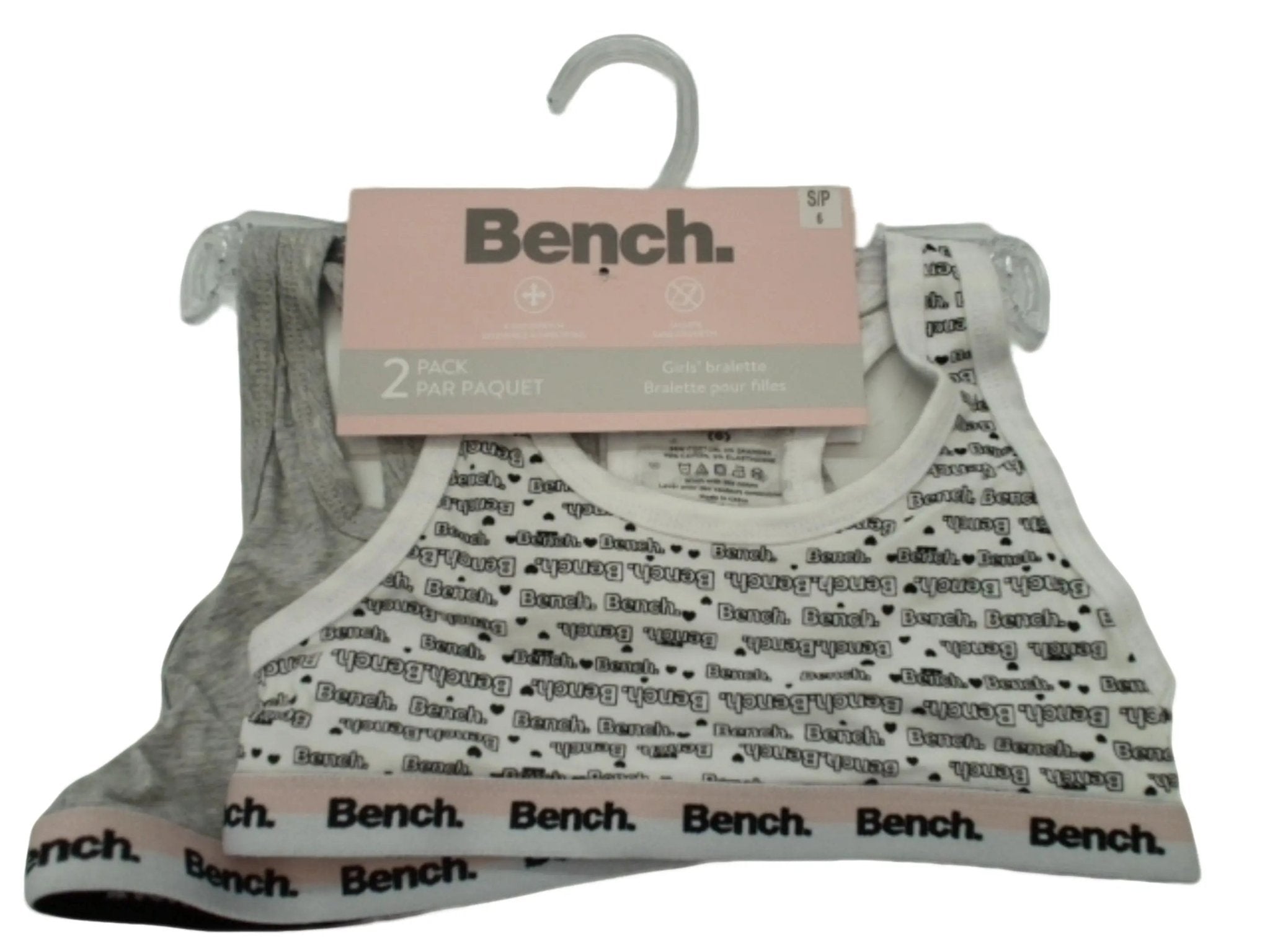 Girl's Bralette 2pk. Grey/Pink/White Bench Assorted - each sold individually - Brantford Surplus