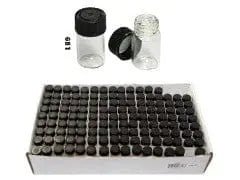 Glass Vial 1" with Black Cap - Brantford Surplus