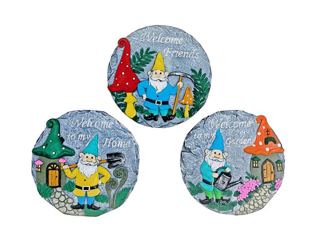 Gnome Garden Stepping Stones - Round 10" Decorative - Brantford Surplus