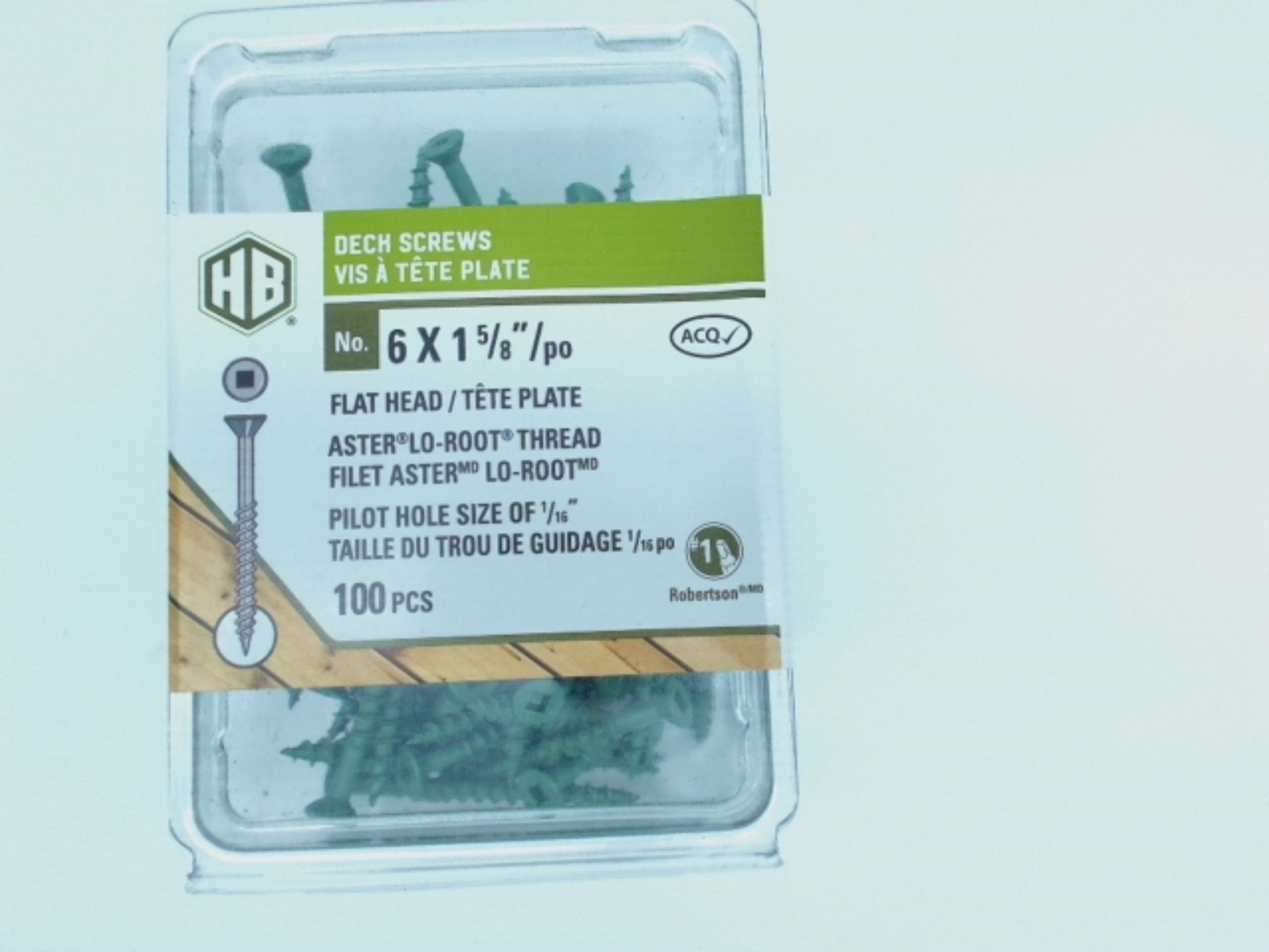 Green Deck Screws 6x1 - 5/8" Flat Head - 100 Pack - Brantford Surplus