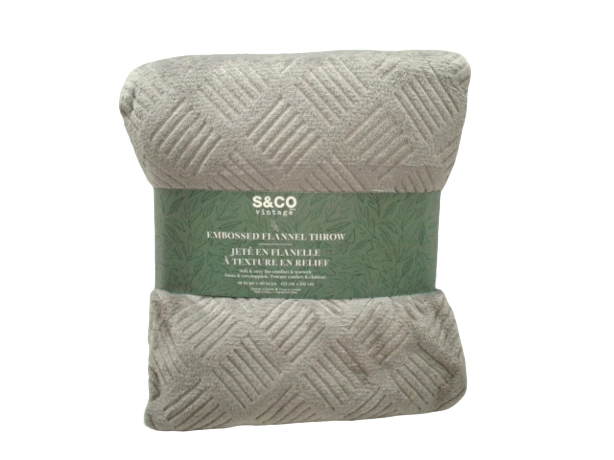 Grey Embossed Flannel Throw Blanket 48x60 - S & Co - Brantford Surplus