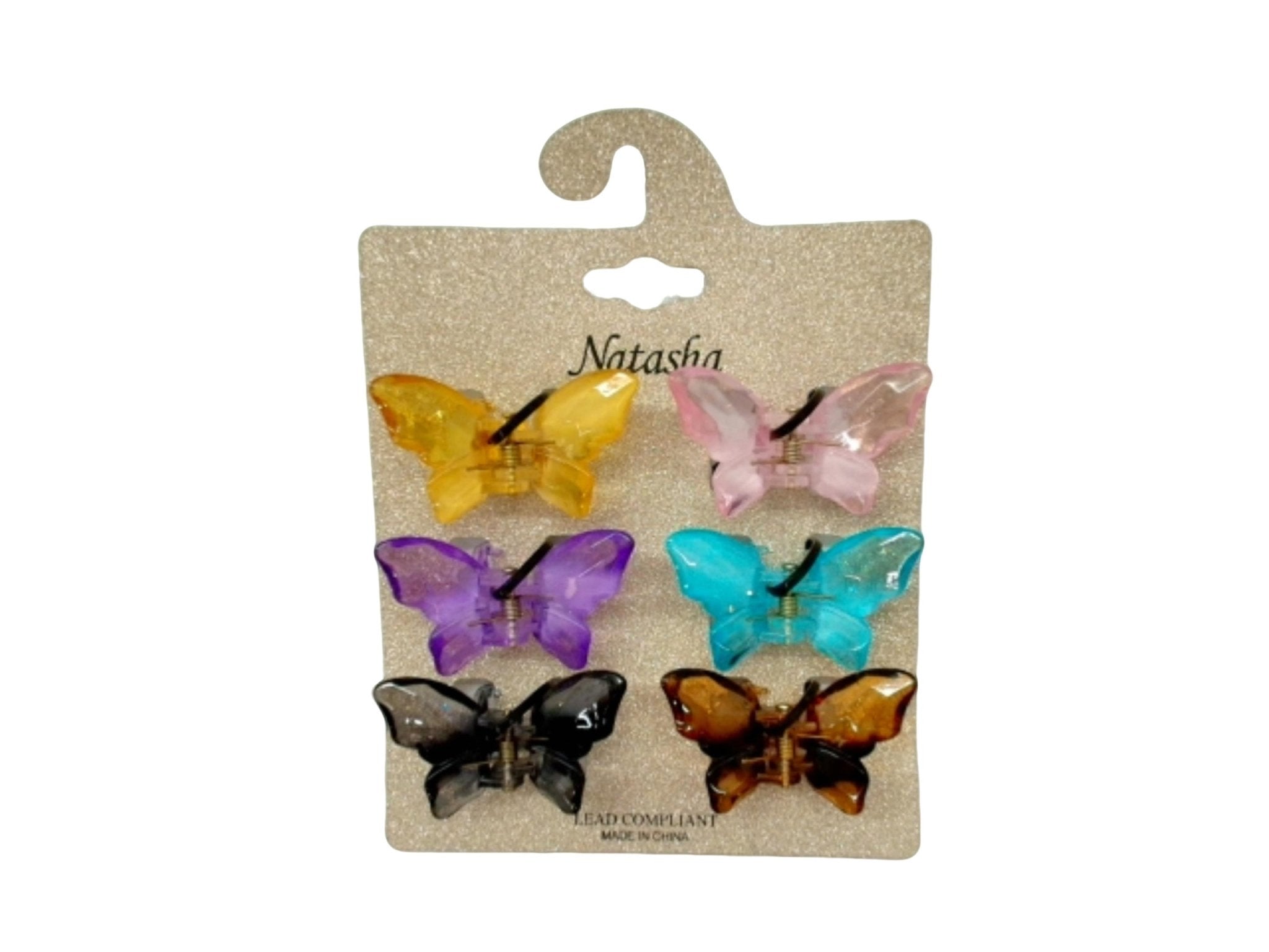 Hair Clips 6pk. Butterflies Ass't Colours Natasha - Brantford Surplus