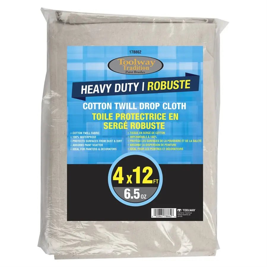 Heavy Duty Cotton Twill Drop Cloth 6.5oz 4ft x 12ft - Brantford Surplus
