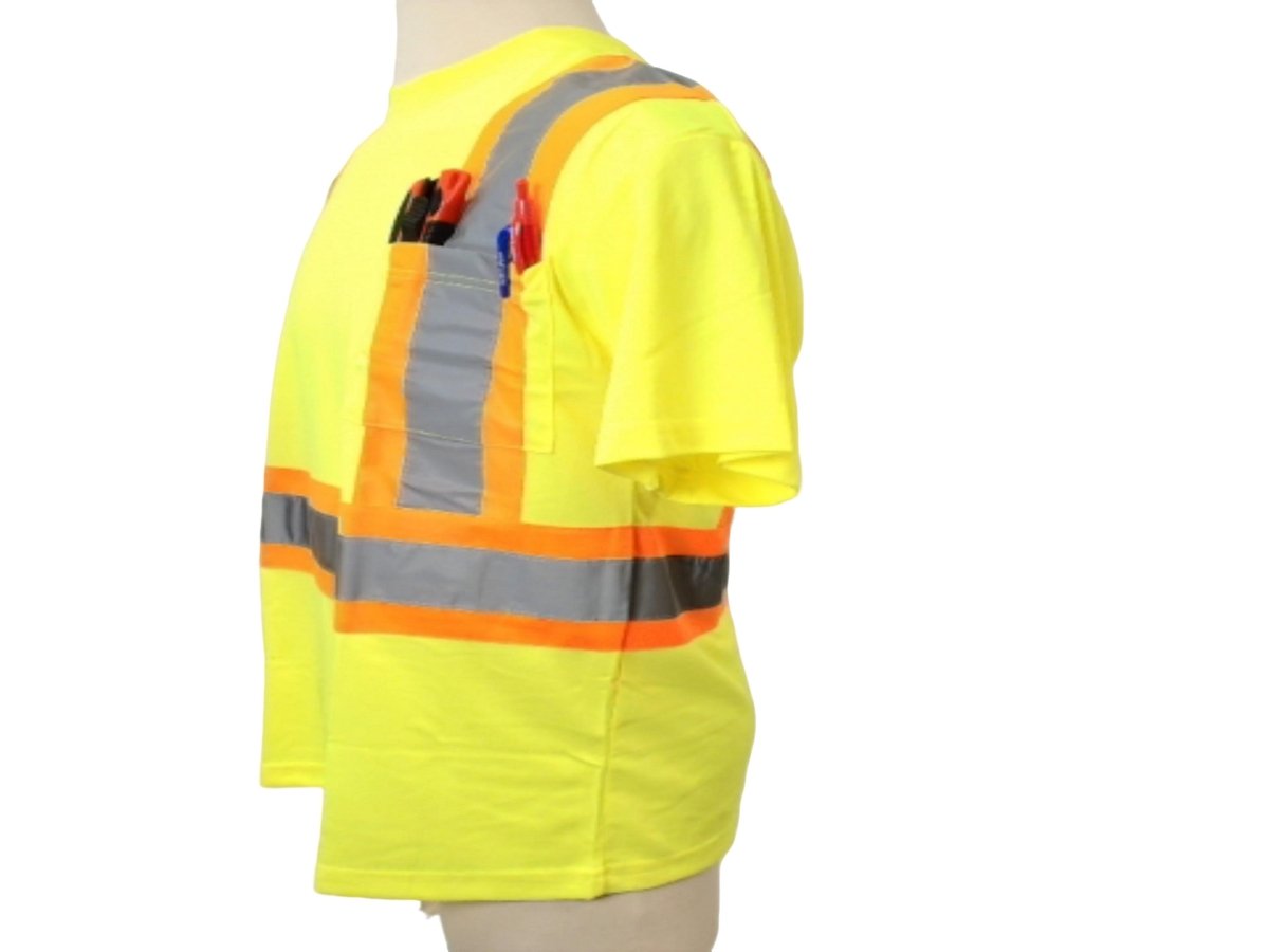High Visibility Safety T-Shirt 2XL Fluorescent Yellow Work Shirt - Brantford Surplus