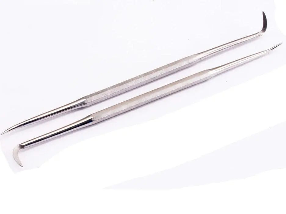 Dental probe/hook, stainless steel, 150mm 6", 2 PININS