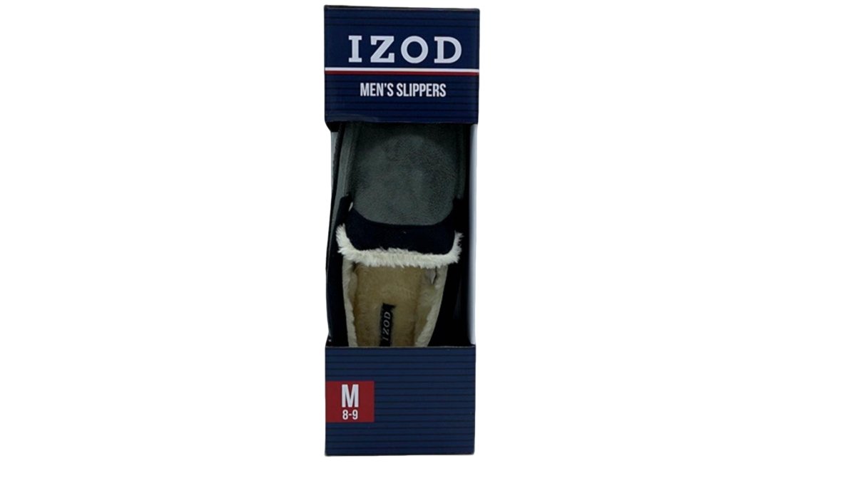 Izod Men's Memory Foam Slippers - Grey Indoor Outdoor Shoes - Brantford Surplus