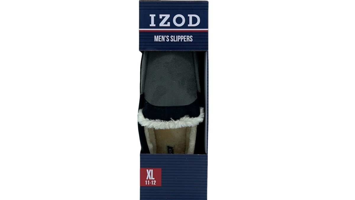 Izod Men's Memory Foam Slippers - XL Grey Indoor Outdoor - Brantford Surplus
