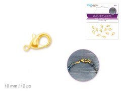 Jewelry Findings: 10mm Lobster Claw x12 w/Clasp A) Gold - Brantford Surplus
