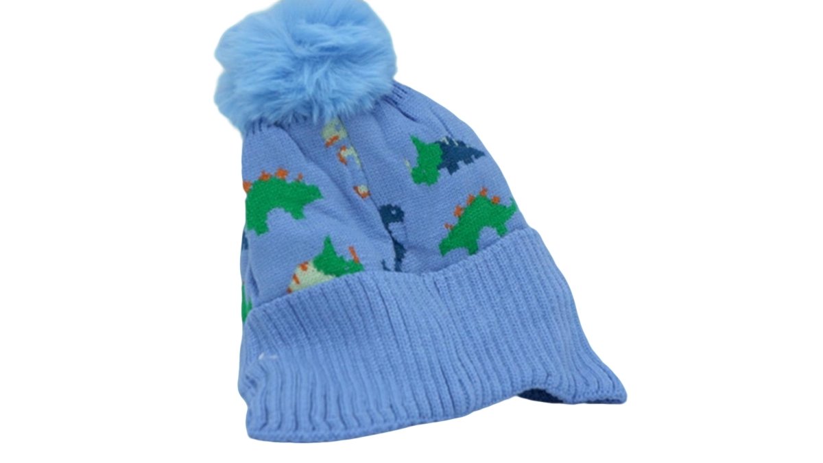 Kids Dinosaur Fur Lined Winter Hat – Assorted Colors - Brantford Surplus