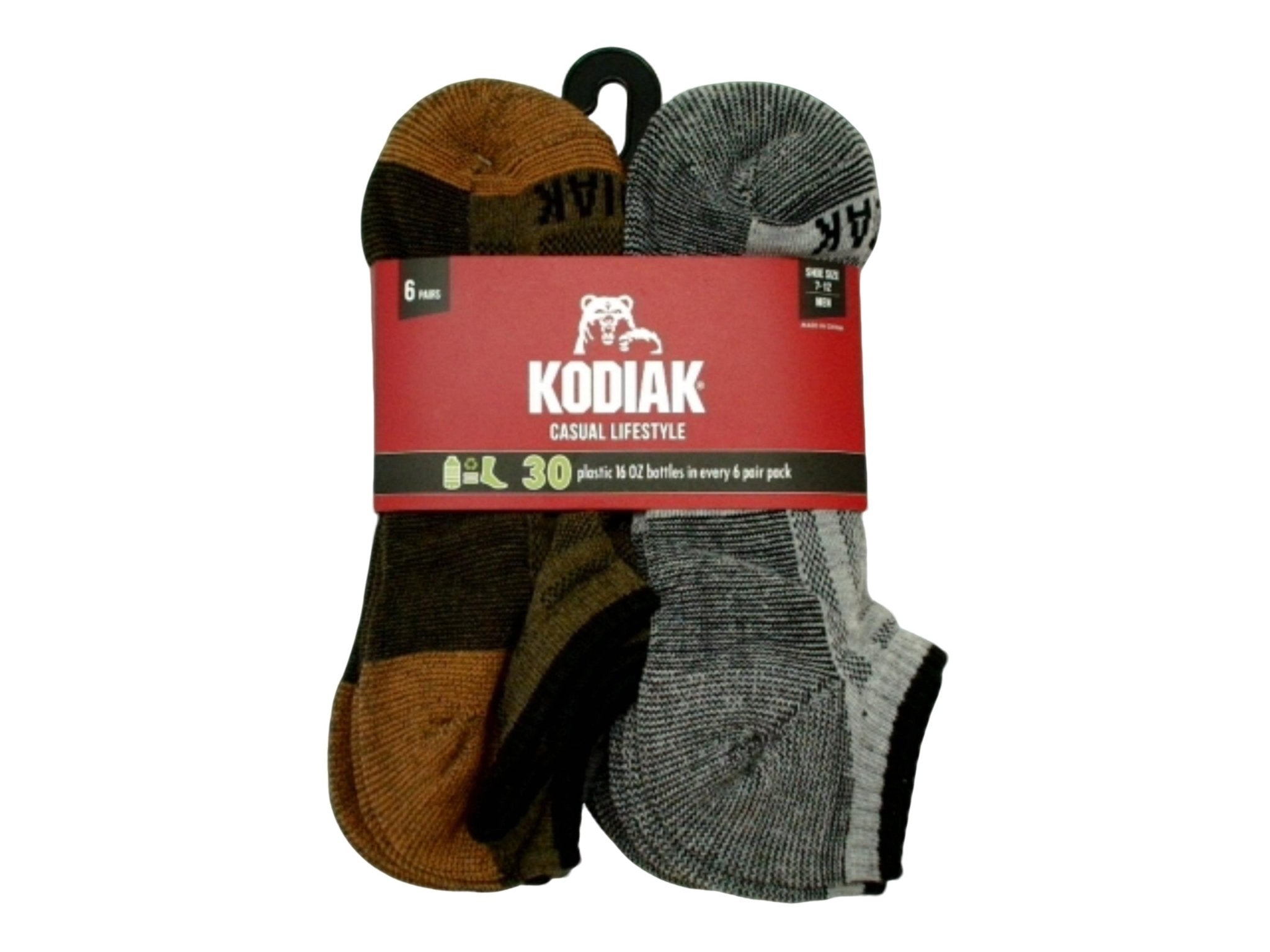 Kodiak Men's Low Cut Socks 6pk - Black/Charcoal/Olive - Brantford Surplus