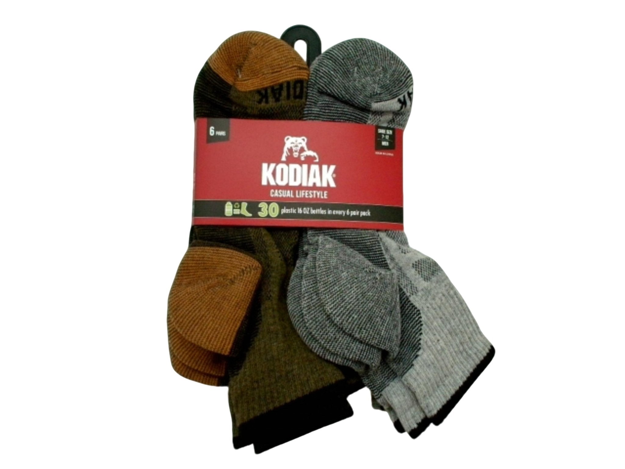 Kodiak Men's Quarter Socks 6pk - Black/Charcoal/Olive Casual - Brantford Surplus