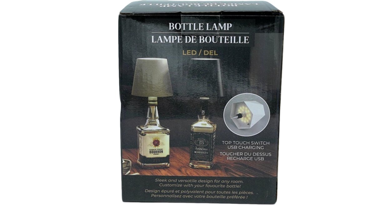 LED Bottle Lamp USB Rechargeable Black – Modern Display Light - Brantford Surplus
