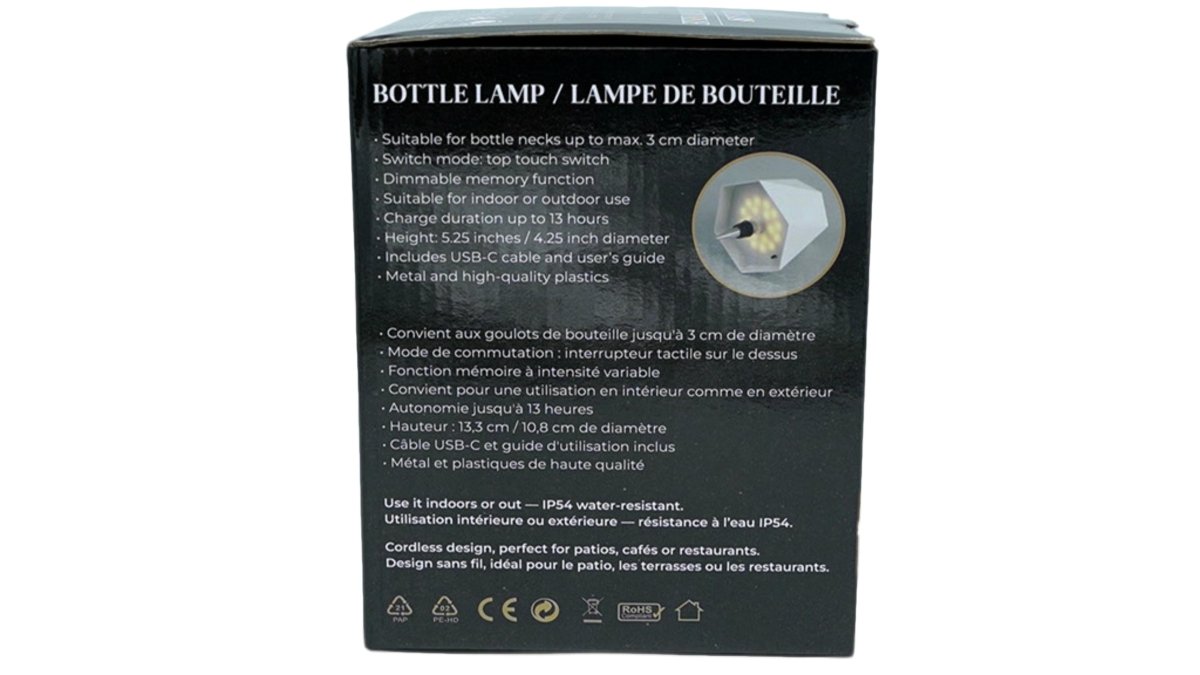 LED Bottle Lamp USB Rechargeable - White Display Light - Brantford Surplus