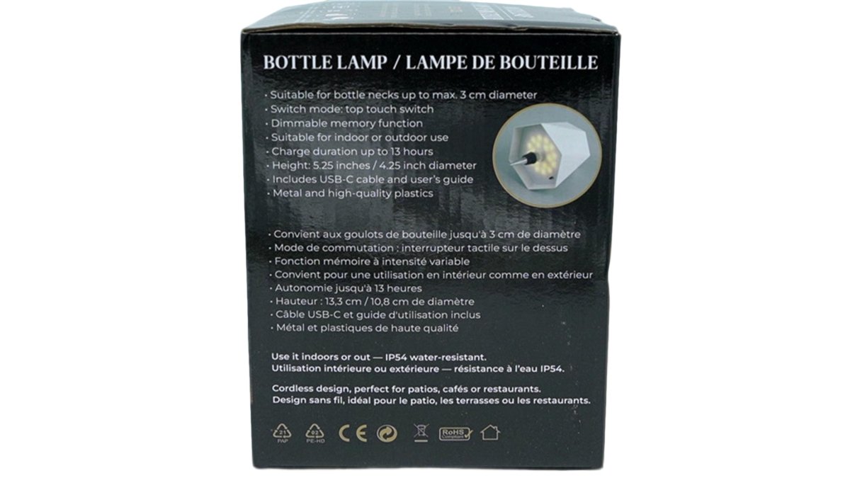 LED Bottle Lamp USB Rechargeable White – Display Model - Brantford Surplus