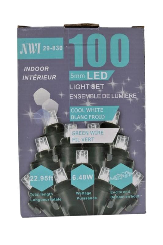 LED LIGHT 100LT INDOOR WHITE COLOR BULB 22.95 FT LONG - Brantford Surplus