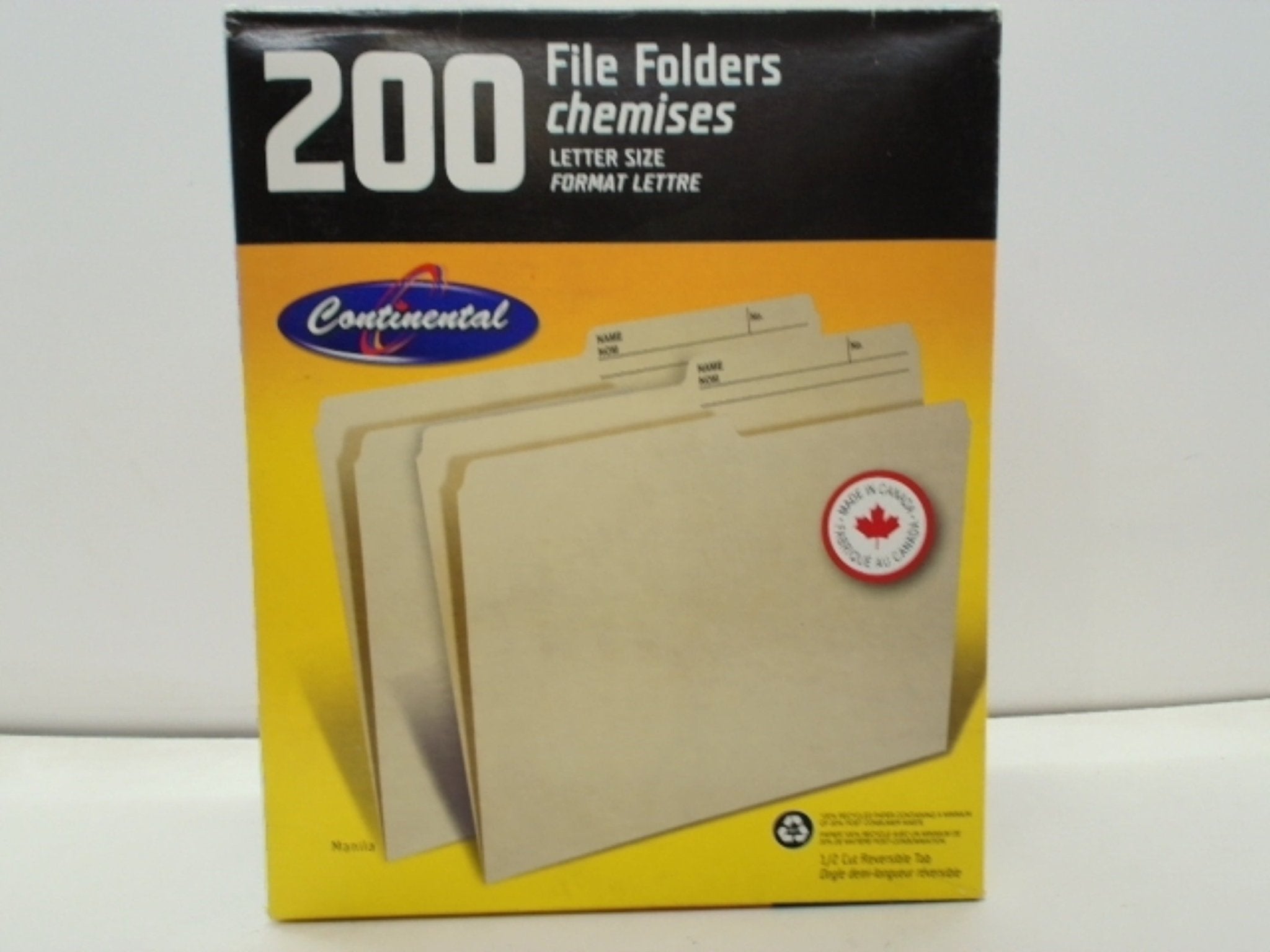 Letter Size File Folders 200 Pack - Continental Brand - Brantford Surplus
