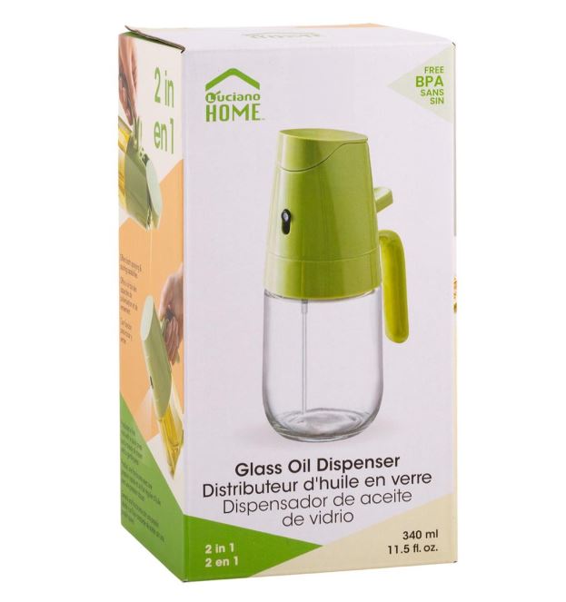 Luciano Home 2 - in - 1 Oil Dispenser Bottle – Kitchen Glass Container - Brantford Surplus