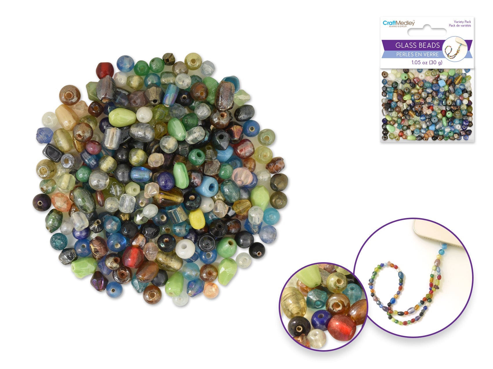 Luster Polish Glass Beads 4 - 6mm Multi - Mix 30g - Brantford Surplus