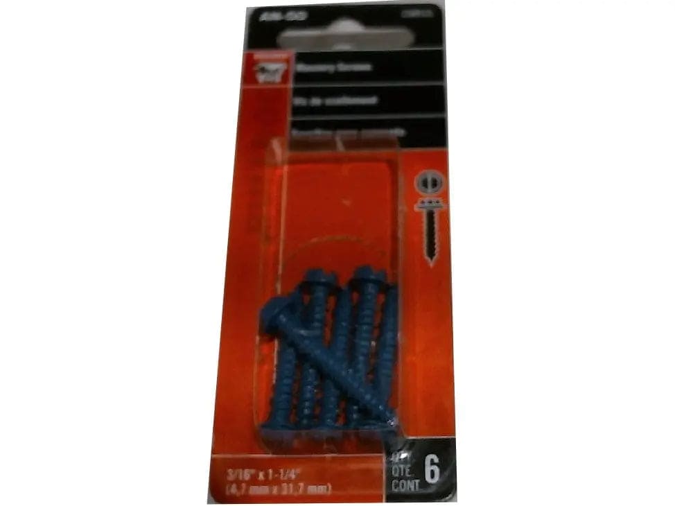 Masonary Screws 6pk. 3/16" X 1 1/4" Bulldog - Brantford Surplus