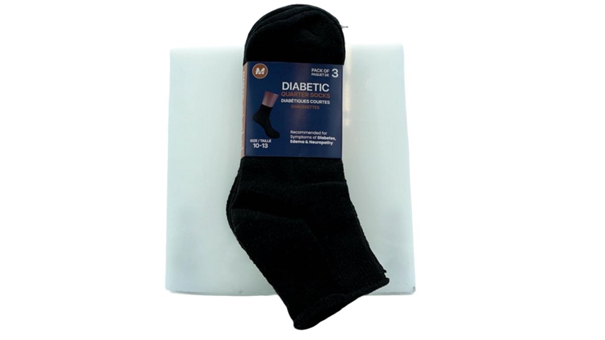 Men's Diabetic Quarter Socks Black 3 - Pack Size 10 - 13 - Brantford Surplus