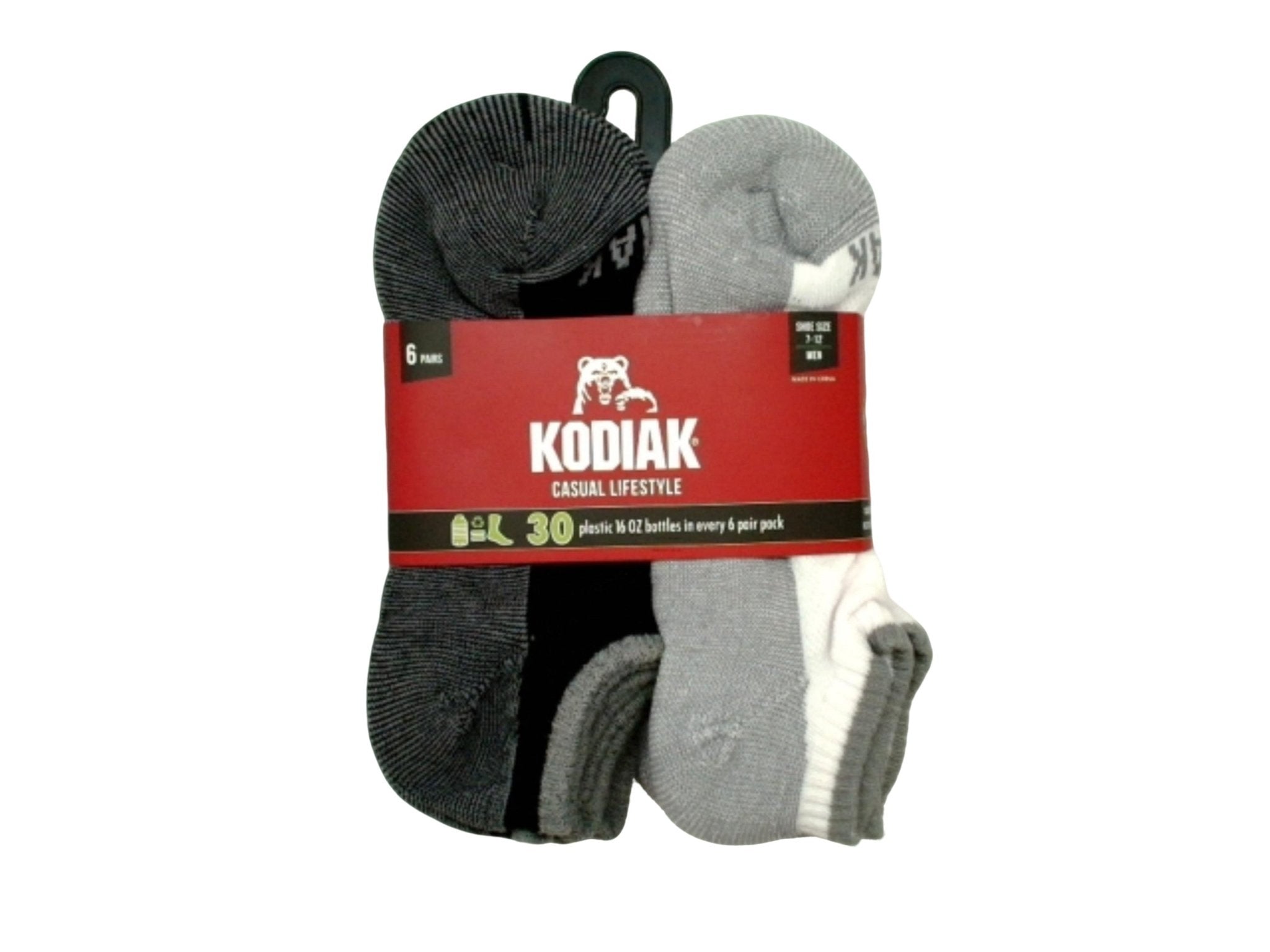 Men's Kodiak Low Cut Socks 6pk - Black/White 7 - 12 - Brantford Surplus
