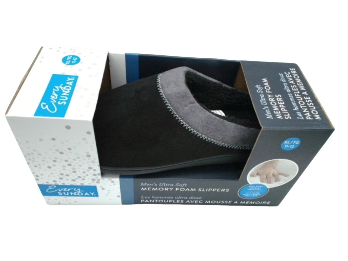 Men's Memory Foam Slippers - Ultra Soft Black Suede - Brantford Surplus