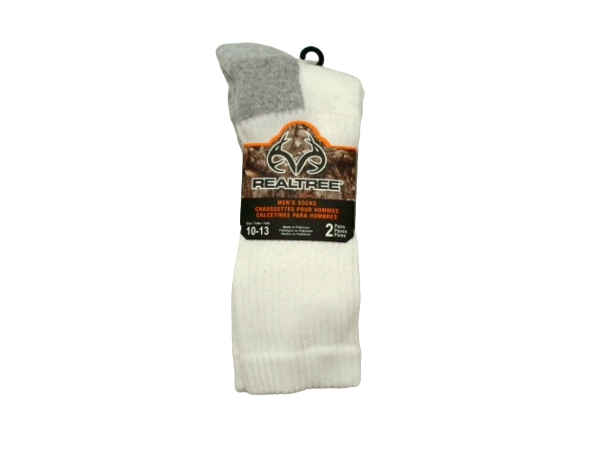 Men’s Realtree White Socks 2 - Pack Size 10 - 13 - Brantford Surplus