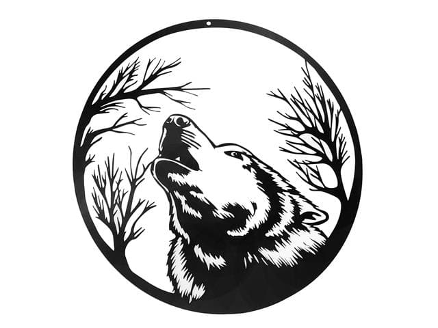 METAL BLACK WALL DECOR - HOWLING WOLF HEAD 16.14 × 0.78 × 14.17 in - Brantford Surplus