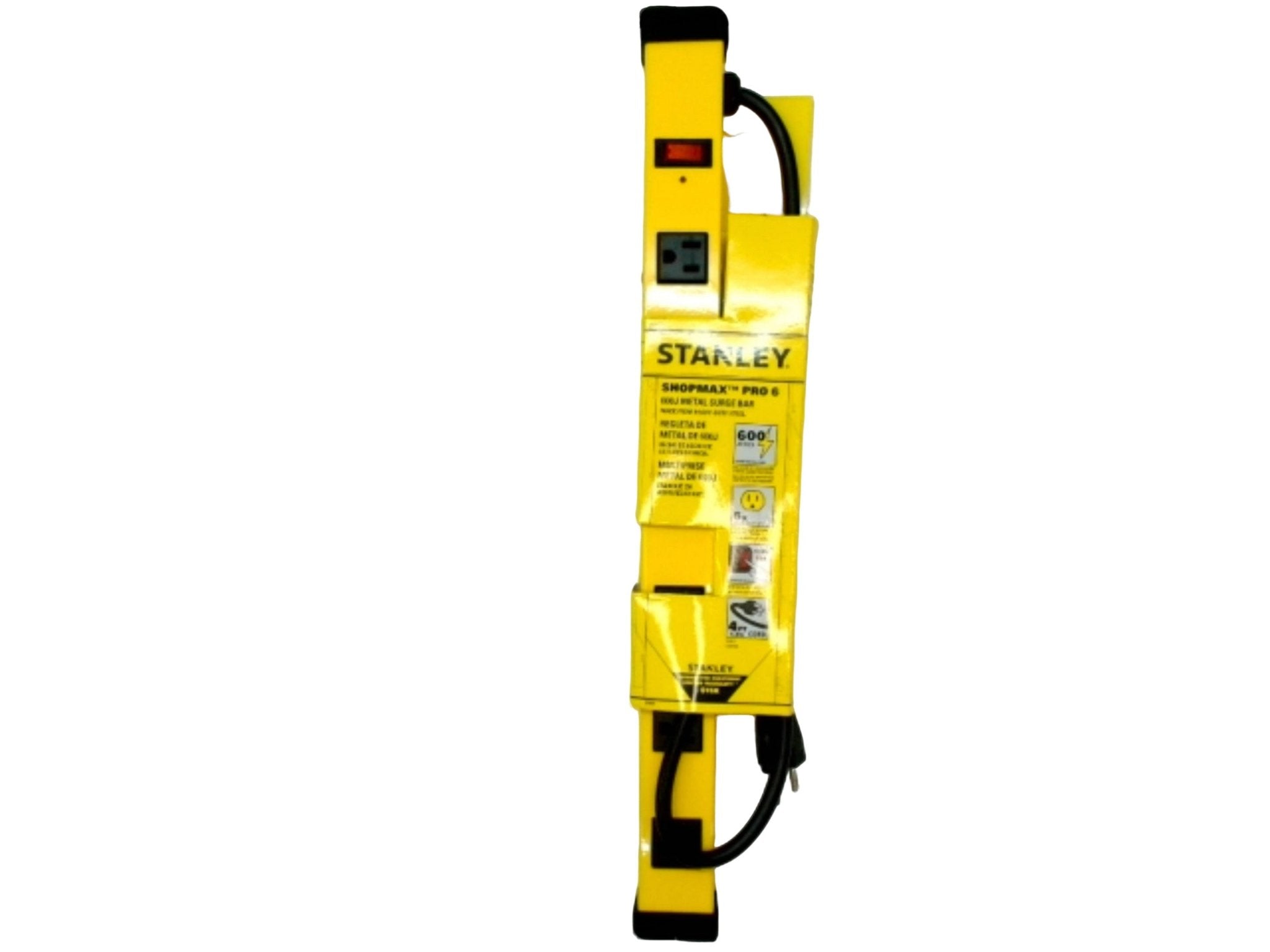 Metal surge bar 600J 4 foot cord 6 outlet Stanley - Brantford Surplus