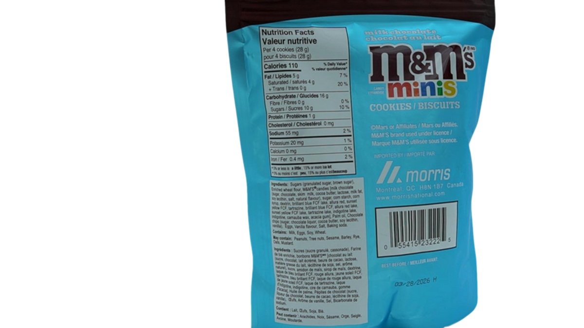 M&M's Minis Chocolate Chip Cookies 198g Snack Pack - Brantford Surplus