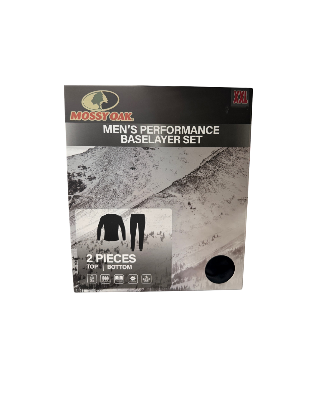 Men's Black Performance Baselayer Set - Mossy Oak 2pc