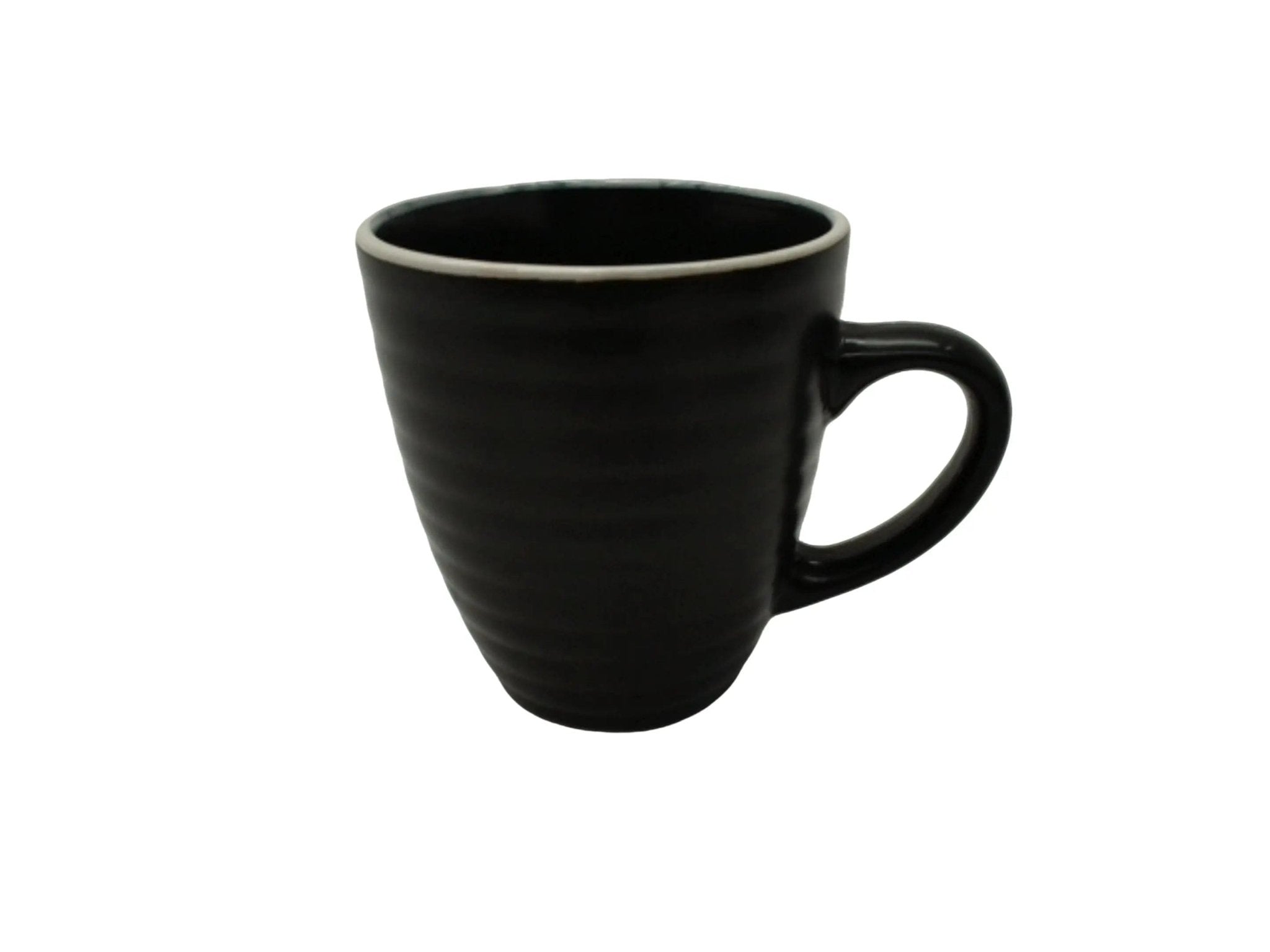 Mug 12oz. Stoneware Black W/white Rim - Brantford Surplus